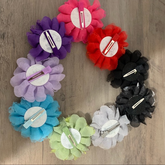 Lace Flower Hair Clips Set of 9, pre-owned - Picture 2 of 3